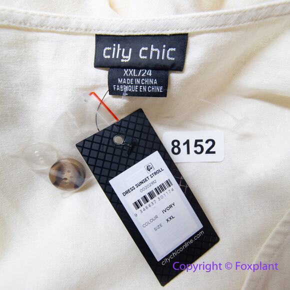 New! City Chic Sunset Stroll Linen Dress ivory, women plus size 24, linen cotton - Picture 15 of 16